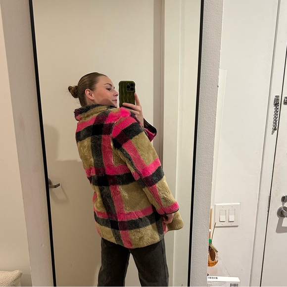 Vilagallo Faux Fur Plaid Jacket - Picture 2 of 7